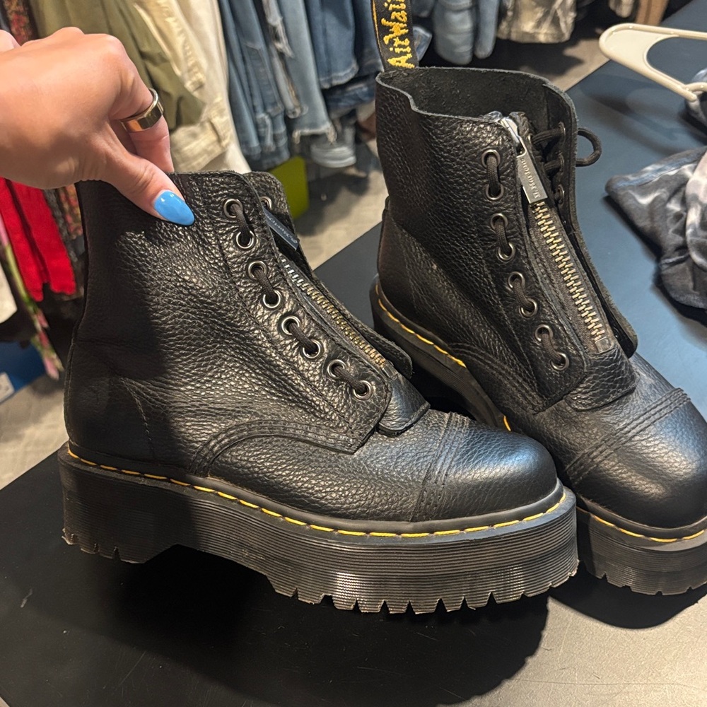Dr. Martens Black Leather Zipper Boots